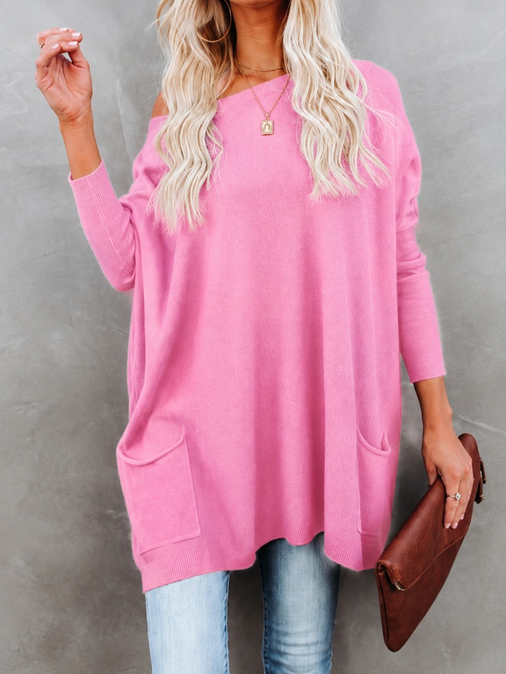 Vici Pink Close To You Pocketed Sweater